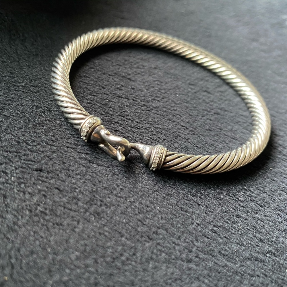 Cable Buckle Bracelet with Diamonds, 5mm